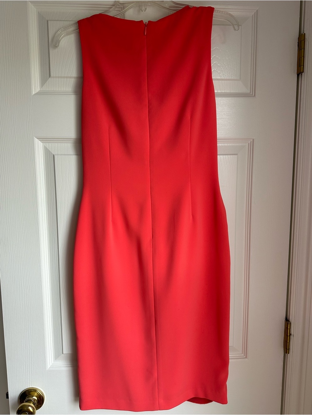Ralph Lauren Coral-Red Sleeveless Draped V-Neck Midi Dress - Picture 4 of 5